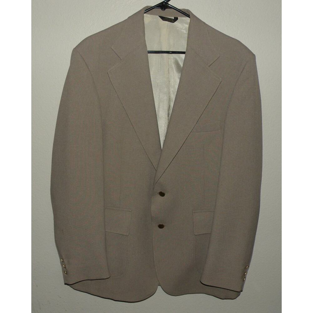 Vtg 70s Levi’s Panatela Mens 44L 2-Piece Leisure Suit Blazer Pants Tan Polyester